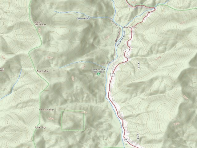 USGS topographic map of Desoto Falls Recreation Area
