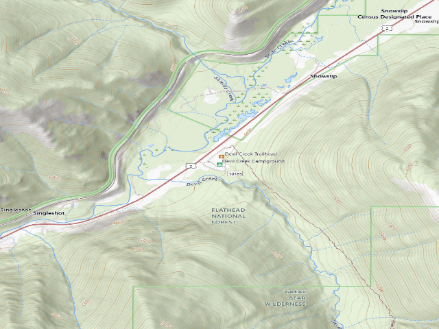 USGS topographic map of Devil Creek Campground