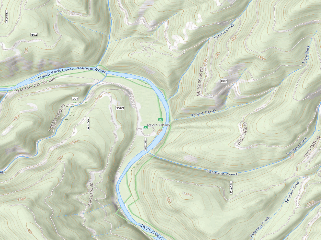 USGS topographic map of Devils Elbow