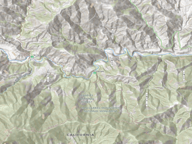 USGS topographic map of Devore Trail Camp
