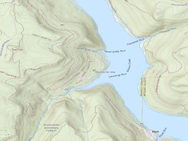 USGS topographic map of Dewdrop Rec Area