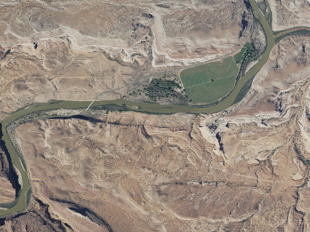 Aerial image of Dewey Bridge Dispersed Campground