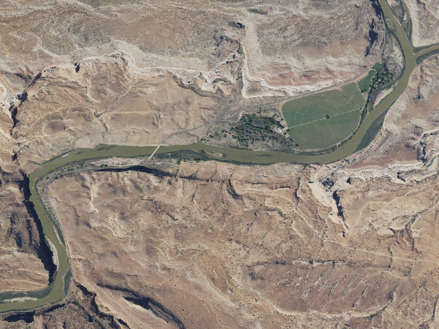 Aerial image of Dewey Bridge Dispersed Campground