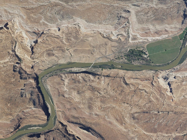 Aerial image of Dewey Bridge Dispersed Campground