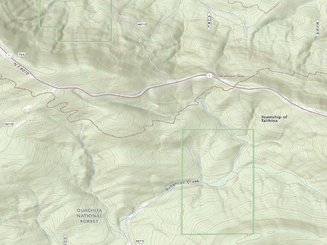 USGS topographic map of Dispersed camp #10 — Le Flore County, OK