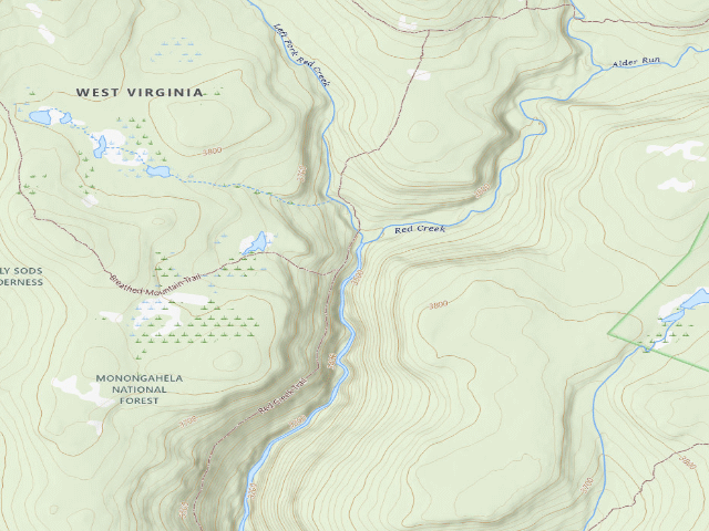 USGS topographic map of Dispersed camp #10 — Tucker County, WV