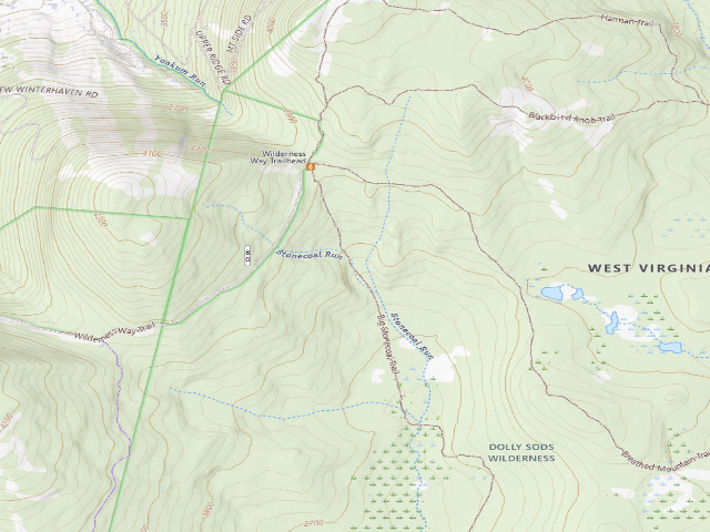USGS topographic map of Dispersed camp #13 — Tucker County, WV