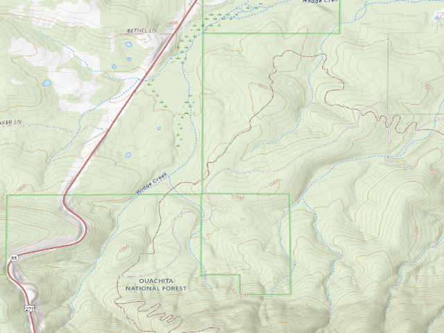 USGS topographic map of Dispersed camp #2 — Le Flore County, OK