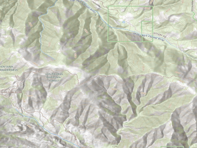 USGS topographic map of Dispersed camp #2 — Monterey County, CA