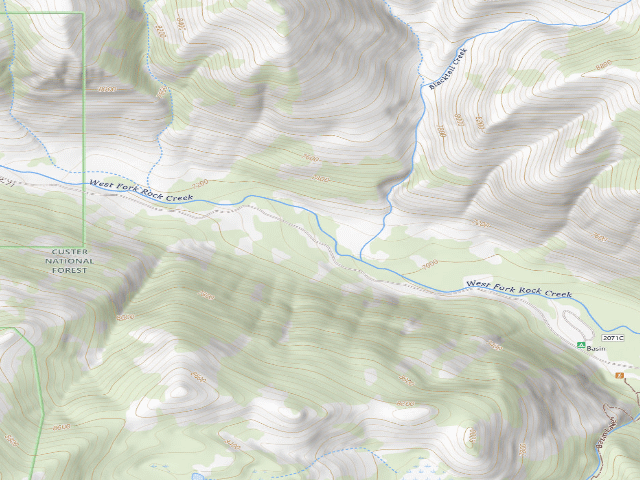 USGS topographic map of Dispersed camp #6 — Carbon County, MT