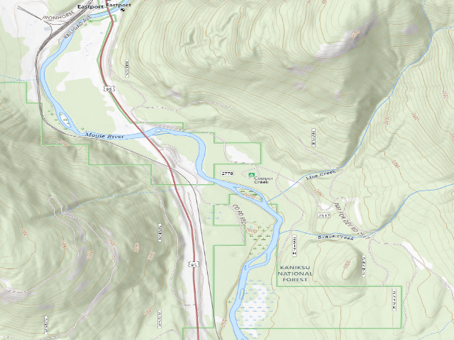 USGS topographic map of Dispersed camp — Boundary County, ID