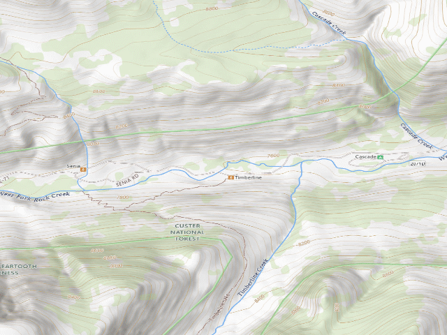 USGS topographic map of Dispersed camp — Carbon County, MT