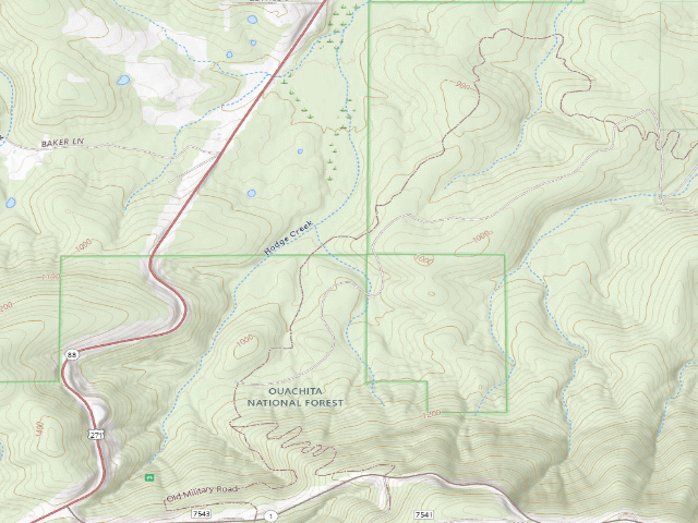 USGS topographic map of Dispersed camp — Le Flore County, OK