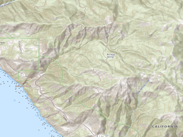 USGS topographic map of Dispersed camp — Monterey County, CA