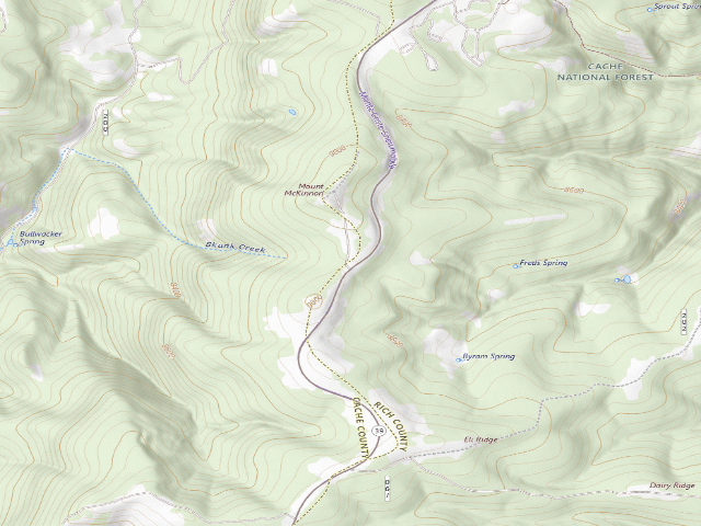 USGS topographic map of Dispersed camp — Rich County, UT
