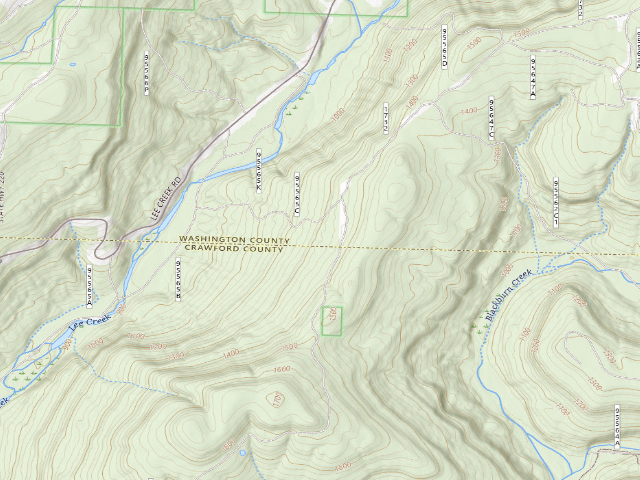 USGS topographic map of Dispersed camp — Washington County, AR