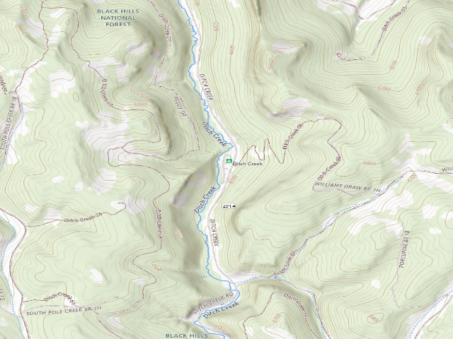 USGS topographic map of Ditch Creek Campground