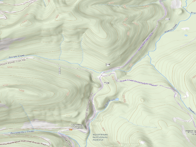 USGS topographic map of Divide Cree Rd 7105