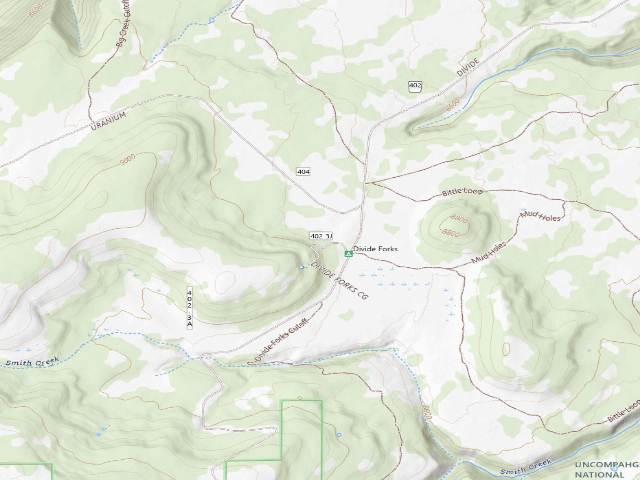 USGS topographic map of Divide Forks Campground
