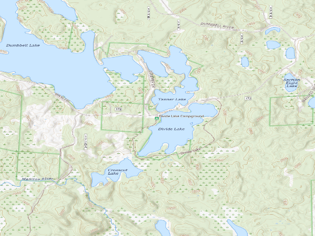 USGS topographic map of Divide Lake Campground