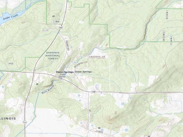 USGS topographic map of Dixon Springs State Park - Tent Camping Area
