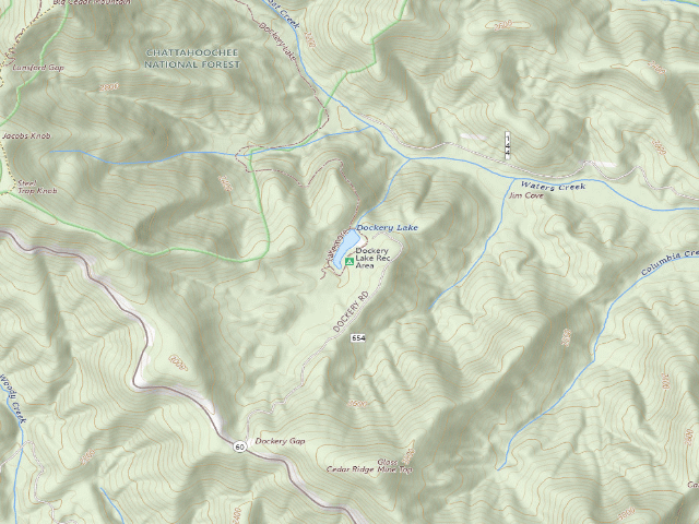 USGS topographic map of Dockery Lake Recreation Area