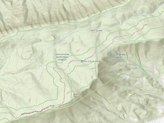 USGS topographic map of Docs Knob A.T. Shelter