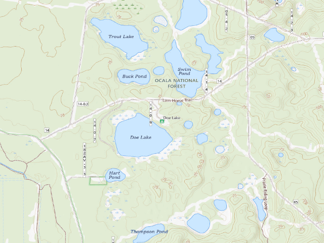 USGS topographic map of Doe Lake