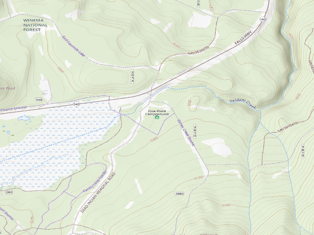 USGS topographic map of Doe Point Campground