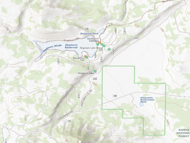 USGS topographic map of Dogtown Lake