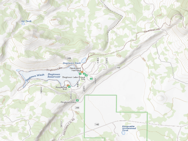 USGS topographic map of Dogtown Lake Campground
