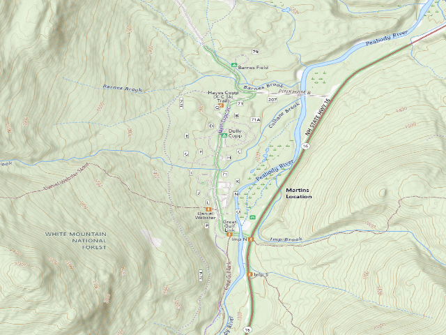 USGS topographic map of Dolly Copp Campground