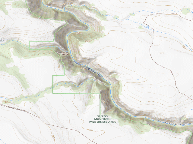 USGS topographic map of Donner Ьnd Blitzen Wild And Scenic River