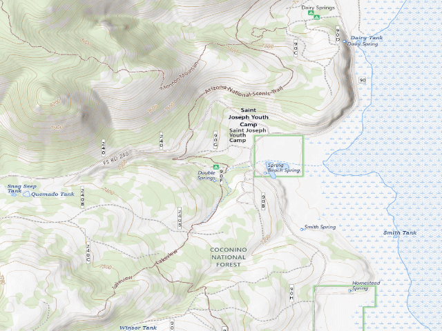 USGS topographic map of Double Springs Campground