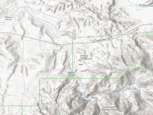 USGS topographic map of Dripping Springs Campground