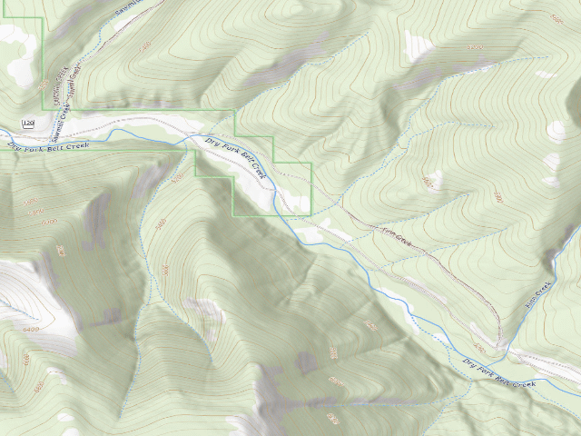 USGS topographic map of Dry Fork Rd 120-104