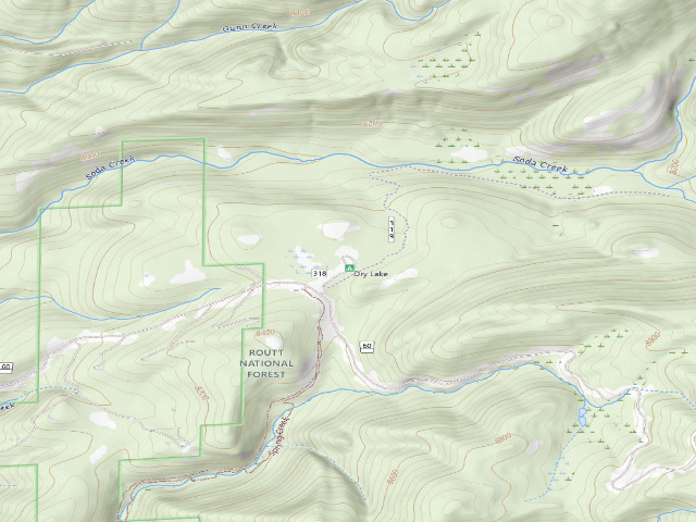 USGS topographic map of Dry Lake Campground