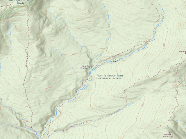 USGS topographic map of Dry River Shelter # 3