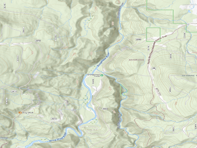 USGS topographic map of Dungeness Forks Campground