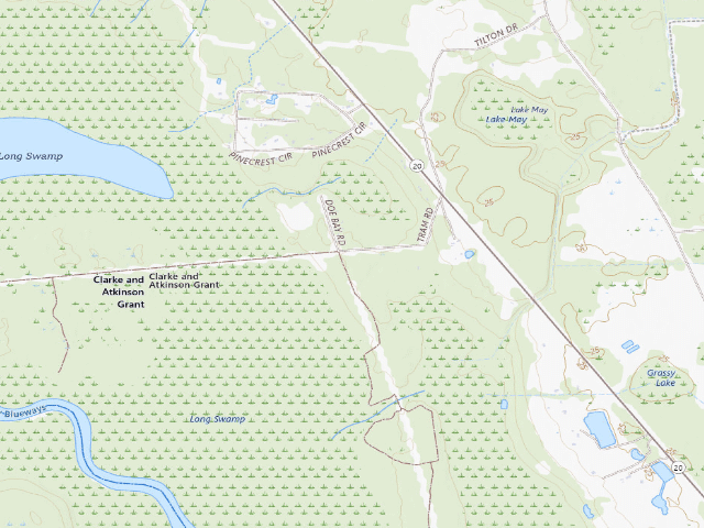 USGS topographic map of Dunns Creek Conservation Area group campsite