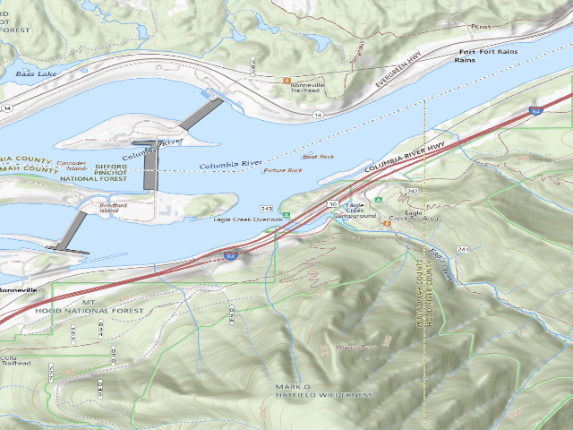 USGS topographic map of Eagle Creek Overlook