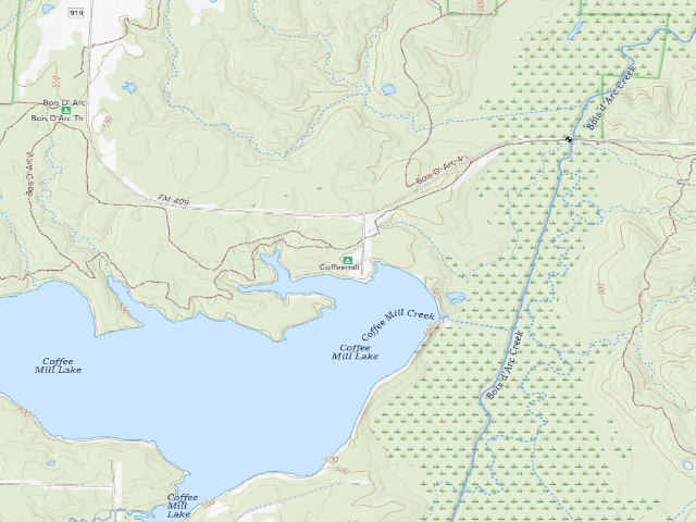 USGS topographic map of East Coffee Mill Lake Recreation Area
