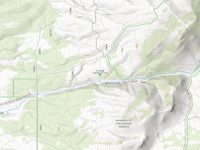 USGS topographic map of East Creek Campground