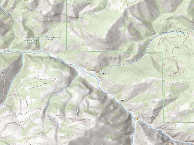 USGS topographic map of East Dam Trailhead