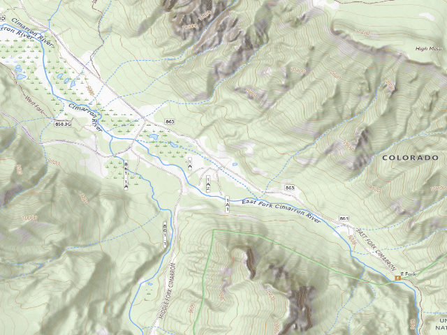 USGS topographic map of East Fork Dispersed