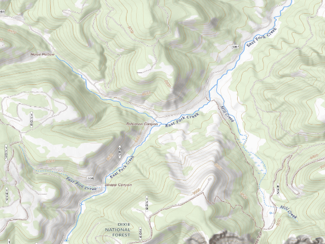 USGS topographic map of East Fork Dispersed Site 10