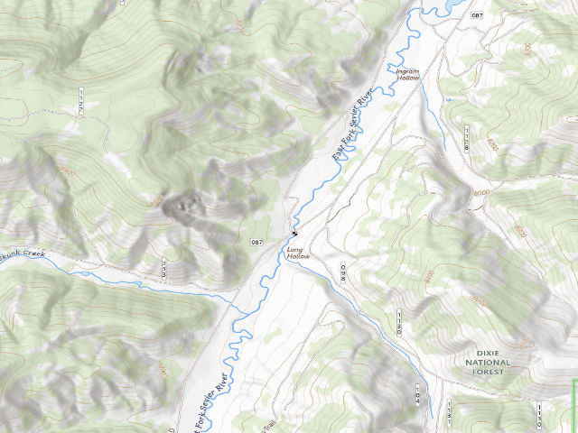 USGS topographic map of East Fork Dispersed Site 2-3
