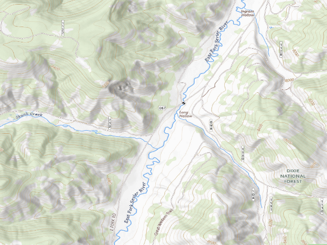 USGS topographic map of East Fork Dispersed Site 4