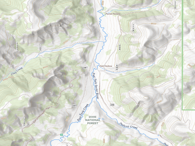 USGS topographic map of East Fork Dispersed Site 6