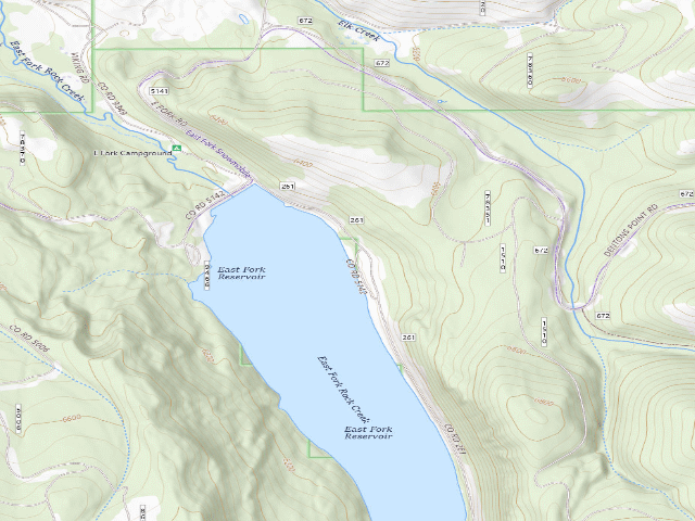 USGS topographic map of East Fork Reservoir Rd-010E